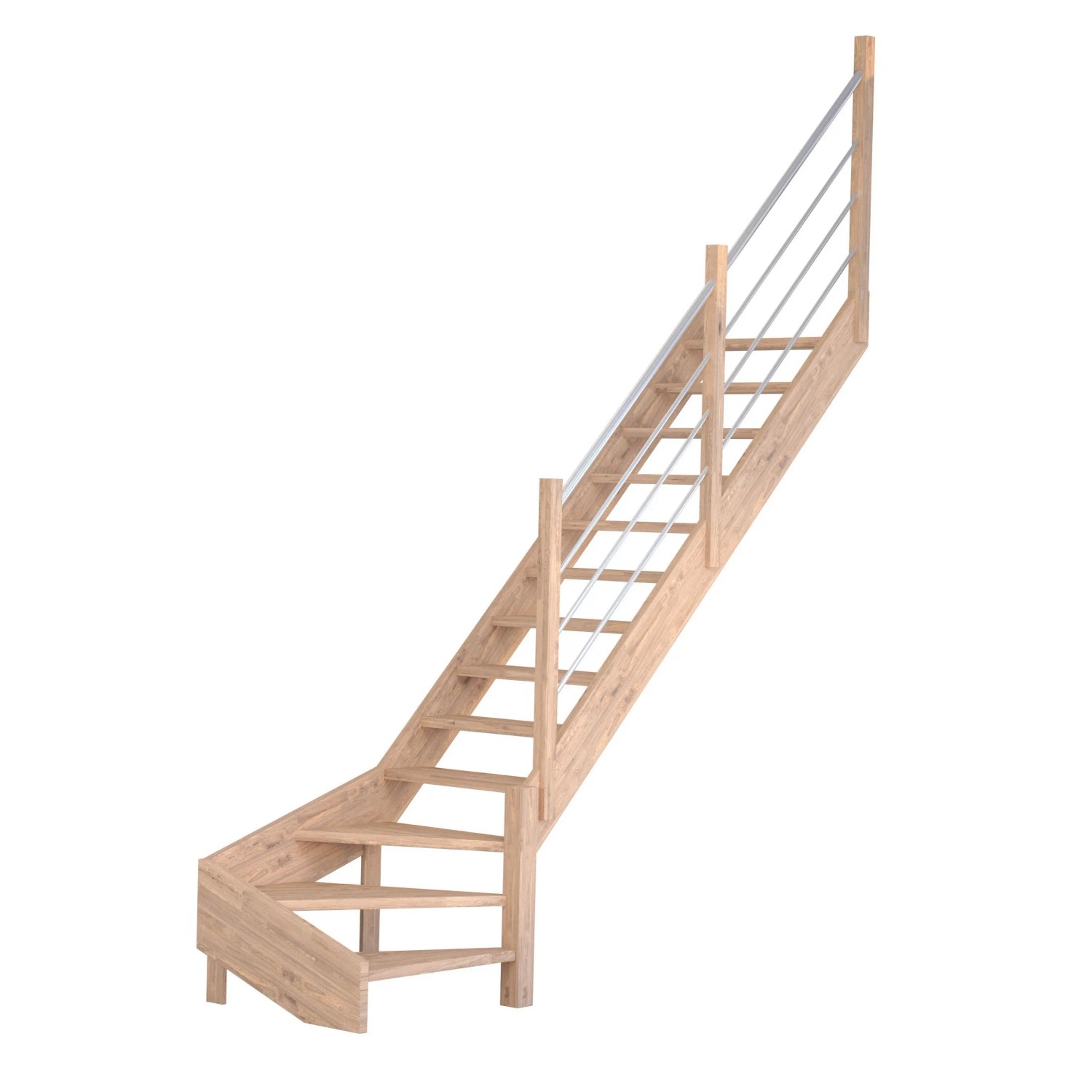 Treppe Mykonos Pro Eiche Gew. R 80 cm Holz-Edelstahl-Geländer FSC® günstig online kaufen
