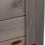 Detailaufnahme: Graue Dobar Mährobotergarage mit Pflanzkasten.