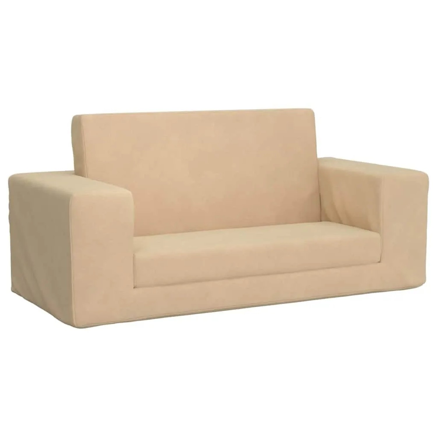 vidaXL Kinder-Schlafsofa 2-Sitzer Creme Weicher Plüsch 357031