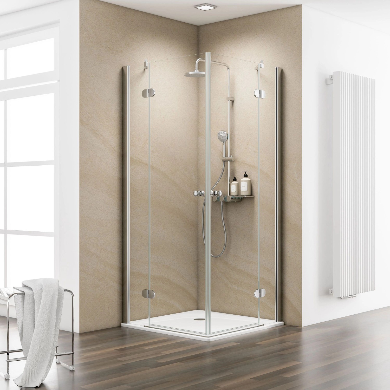 Schulte Eckdusche MasterClass, BxT: 90x90 cm, Einscheibensicherheitsglas, Set, Höhe inklusive Stabilisationsbügel 2035 mm
