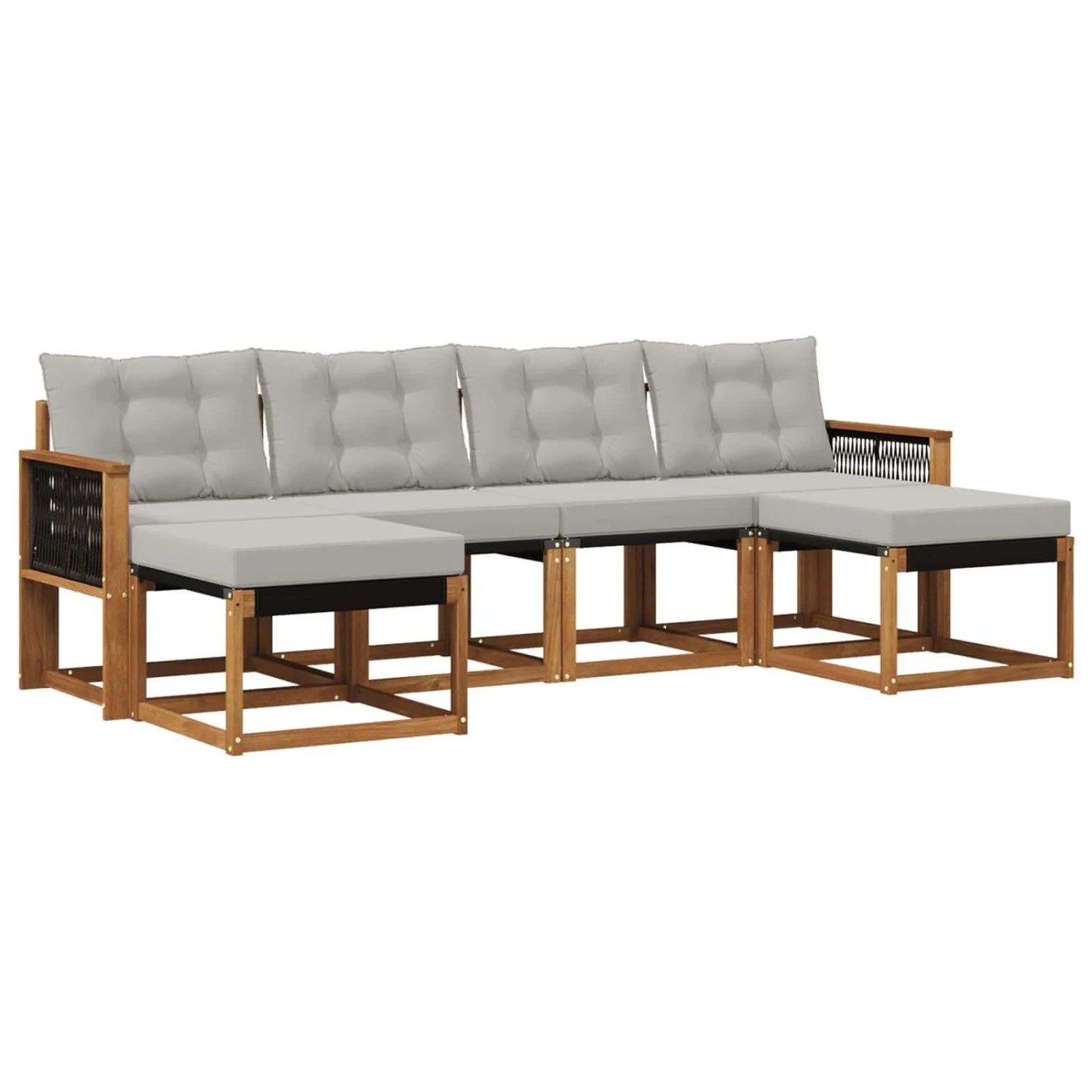 vidaXL Outdoor-Sofagarnitur mit Kissen 6 Stk Natur und Hellgrau 3382127
