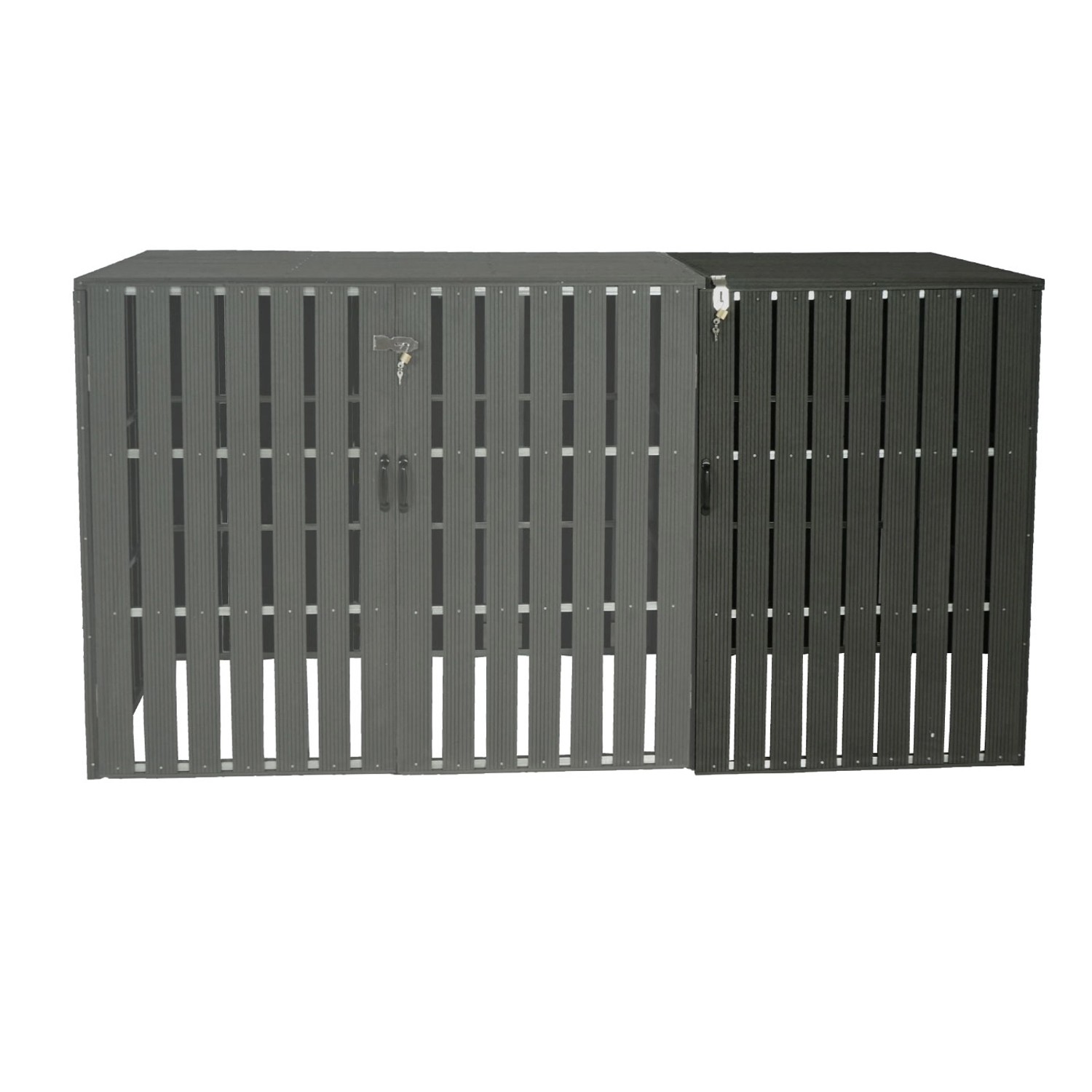 Anthrazitfarbene MCW Mülltonnenbox Erweiterung J28, passend für 240L Tonnen.