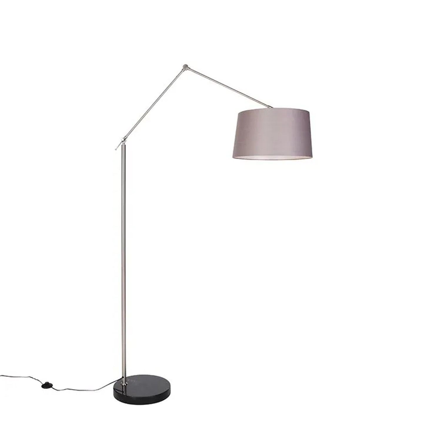QAZQA Moderne Stehleuchte Stahl Leinenschirm DunkelGrau 45 cm EdiTor