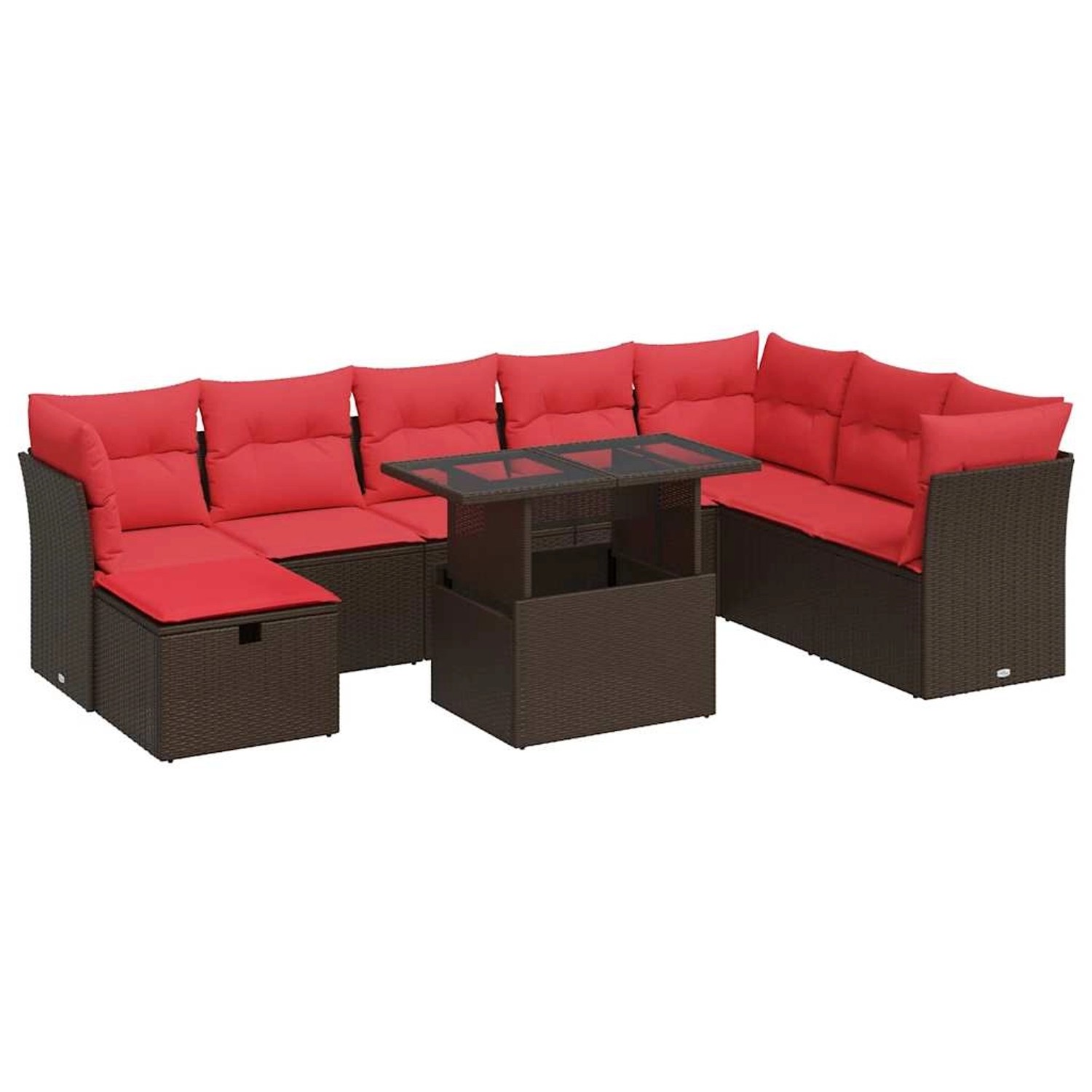 vidaXL 9-Tlg Garten-Sofagarnitur mit Kissen Braun Poly Rattan Akazie 332780 günstig online kaufen