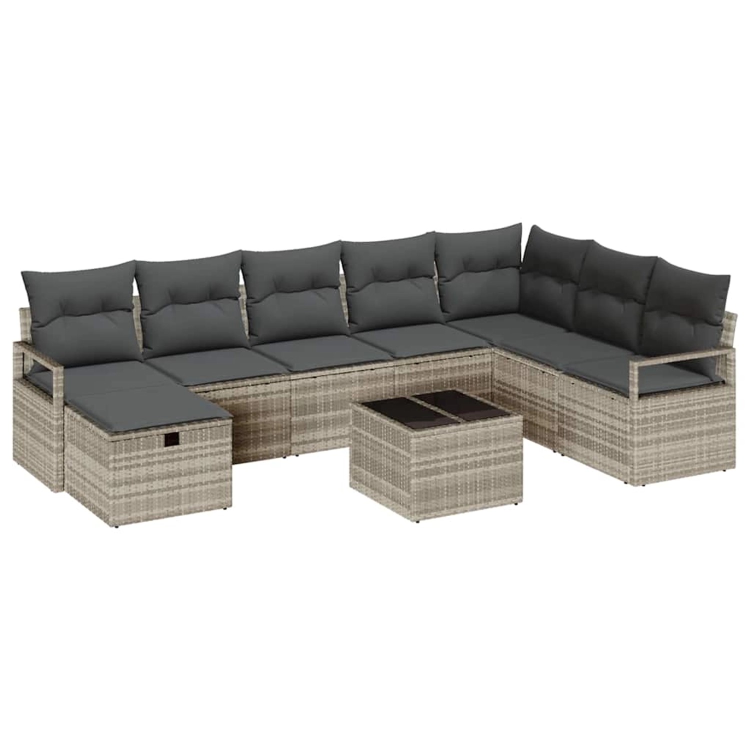 vidaXL Garten-Sofa-Set 8-Tlg Hellgrau Poly Rattan 3360573 günstig online kaufen