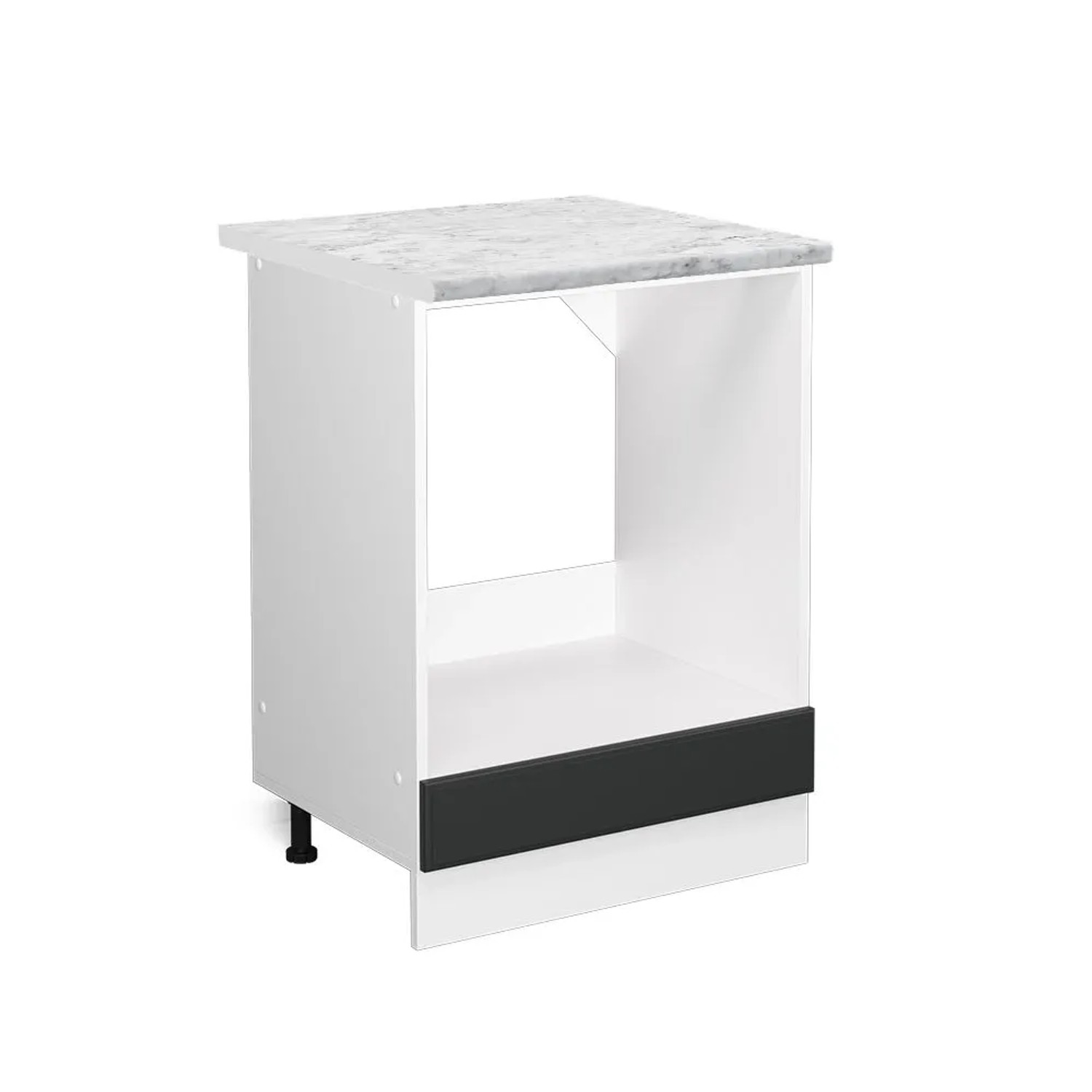 Vicco Herdumbauschrank R-Line Anthrazit Landhaus Weiß 60 cm AP Marmor