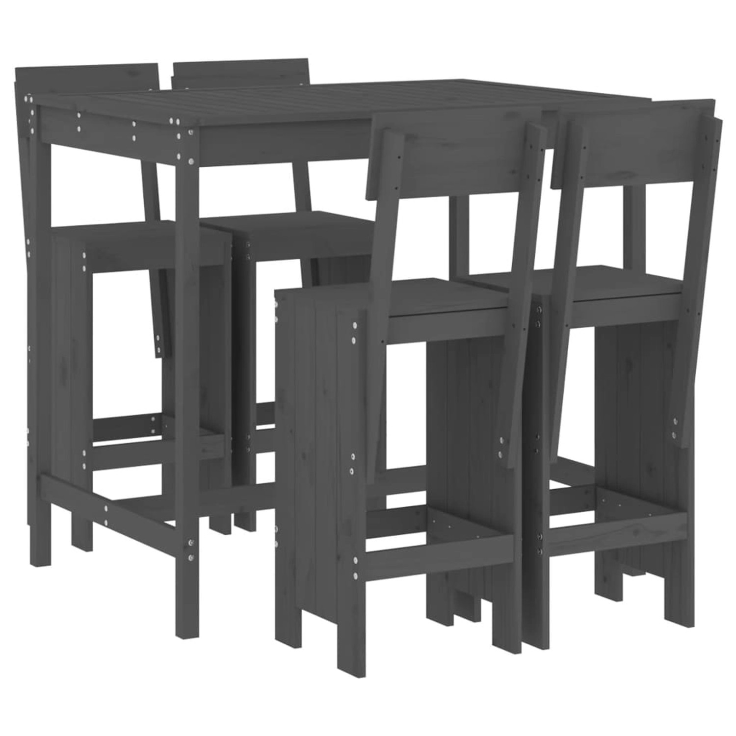 vidaXL 5-tlg Gartenbar-Set Grau Massivholz Kiefer Modell 6
