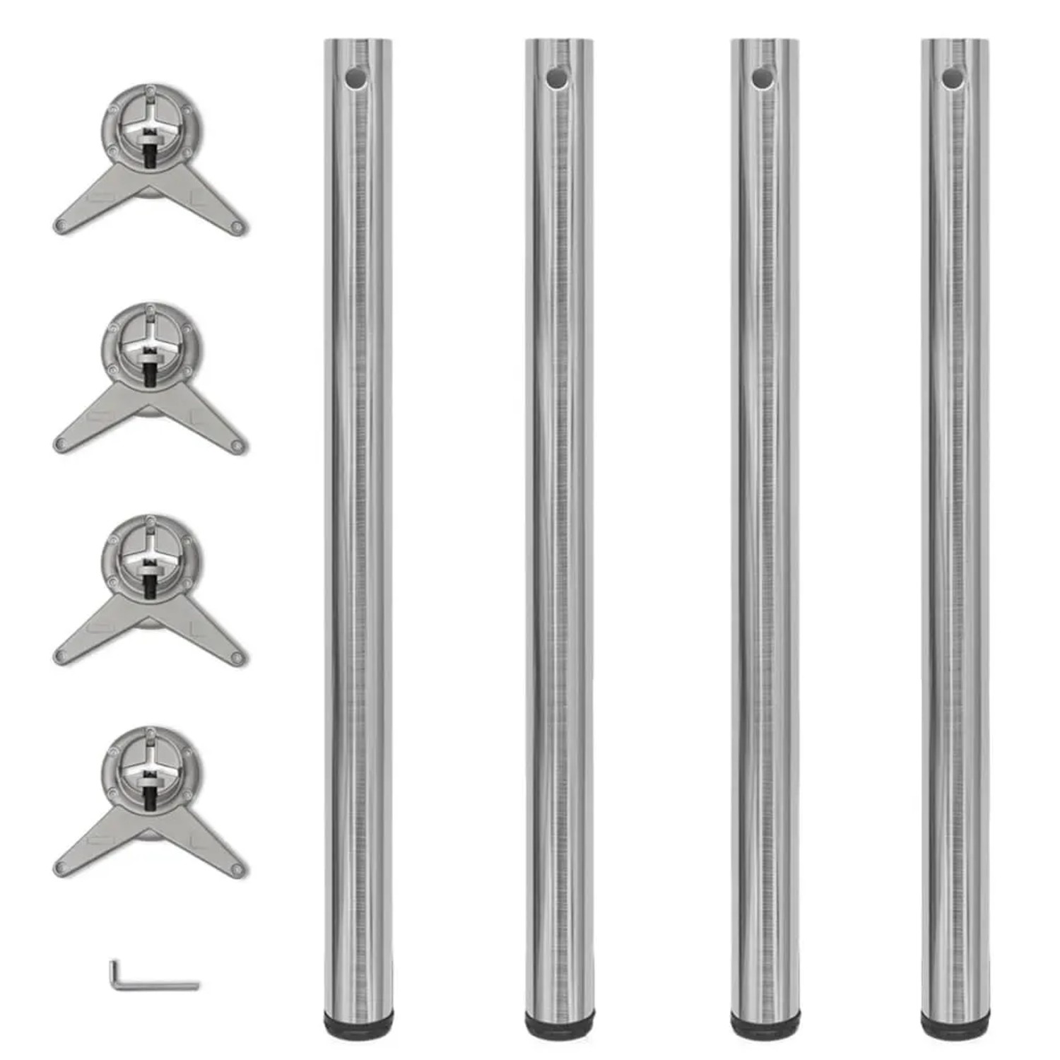vidaXL 4x Höhenverstellbares Tischbein Nickel Gebürstet 870 mm 242137