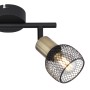 Globo Deckenstrahler Fiastra, 2-flammig, schwarz/altmessing, mit Gitter.