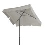 Hellgrauer, rechteckiger Doppler Balkonschirm Waterproof mit Knickfunktion.