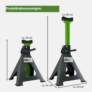 TRUTZHOLM Unterstellböcke (2 Stk.) für Autoreparatur, 6t Traglast, höhenverstellbar von 380 bis 600 mm.
