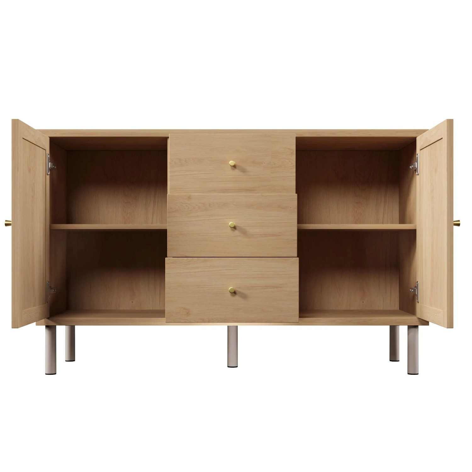 okwish Kommode mit Türen Schubladen Wohnzimmer 120x40x75cm Natur
