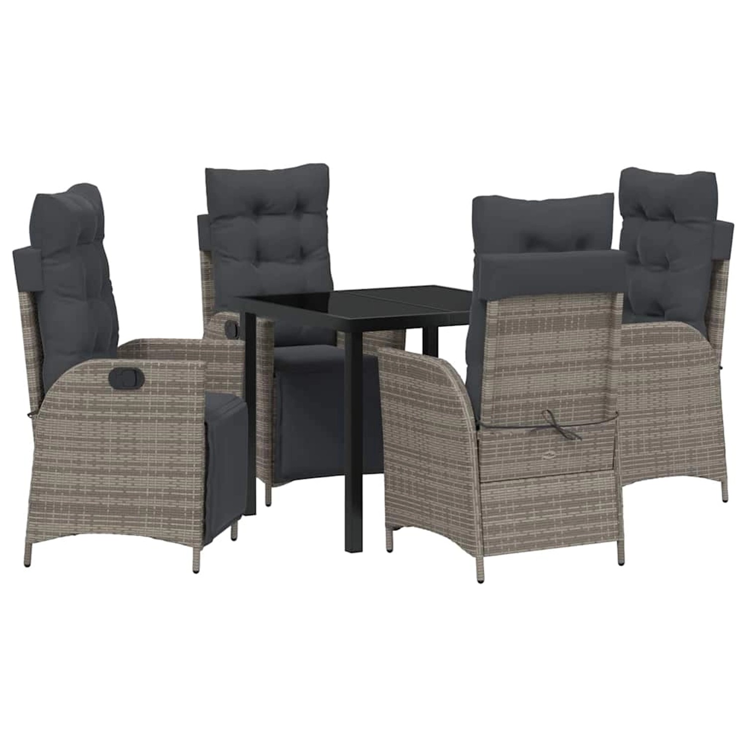 vidaXL Garten Essgruppe 5-Tlg Grau Poly Rattan 3380548 günstig online kaufen