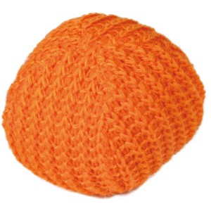 2 orangefarbene Jollypaw Strickbälle, 4,5 cm Durchmesser, für Katzen.