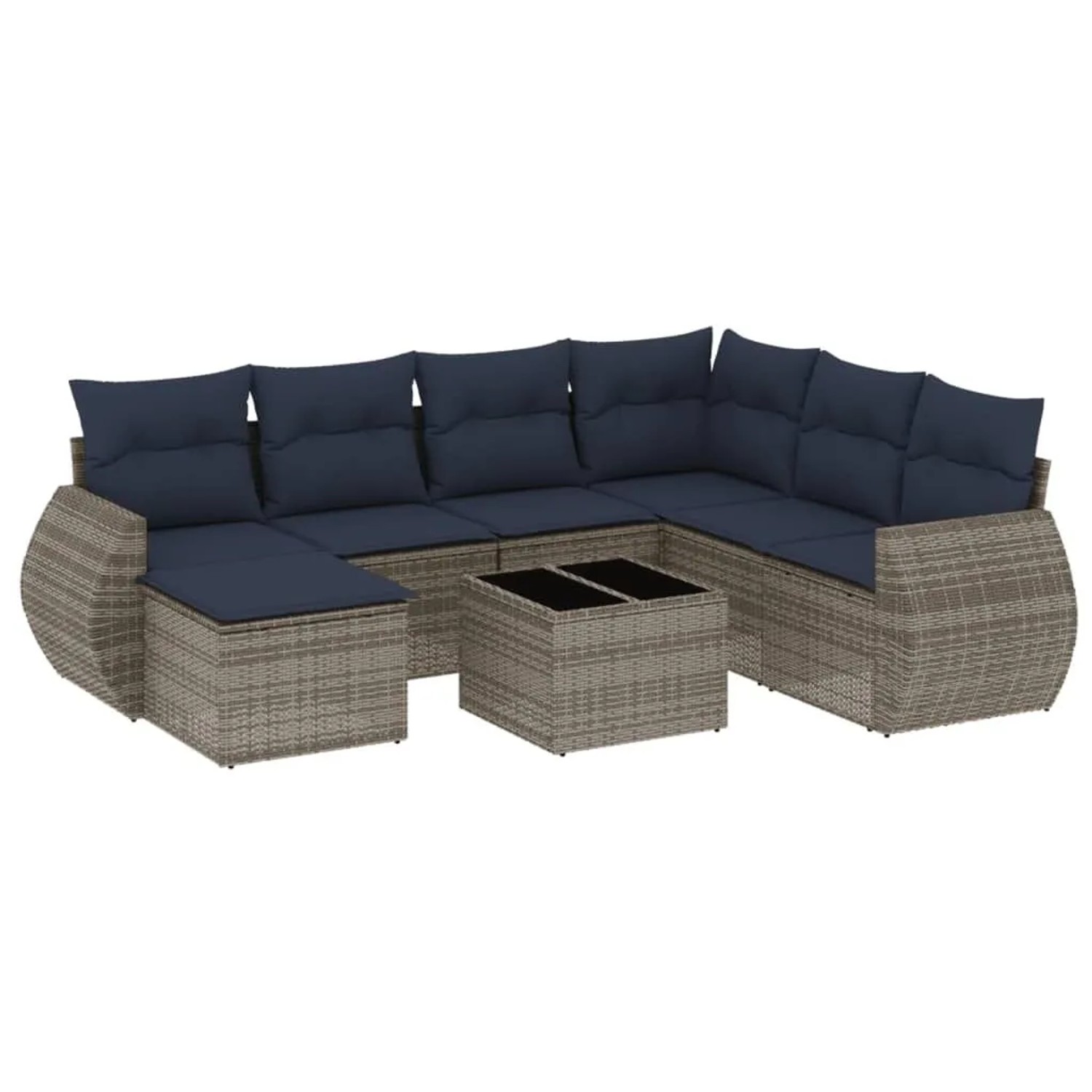 vidaXL 8-Tlg Gartensofa-Set mit Kissen Grau Polyrattan 3221710 günstig online kaufen