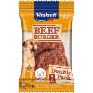 Vitakraft Beef Burger für Hunde, 2 Stück. Herzhafter Hunde-Kaustreifen im Doppelpack.