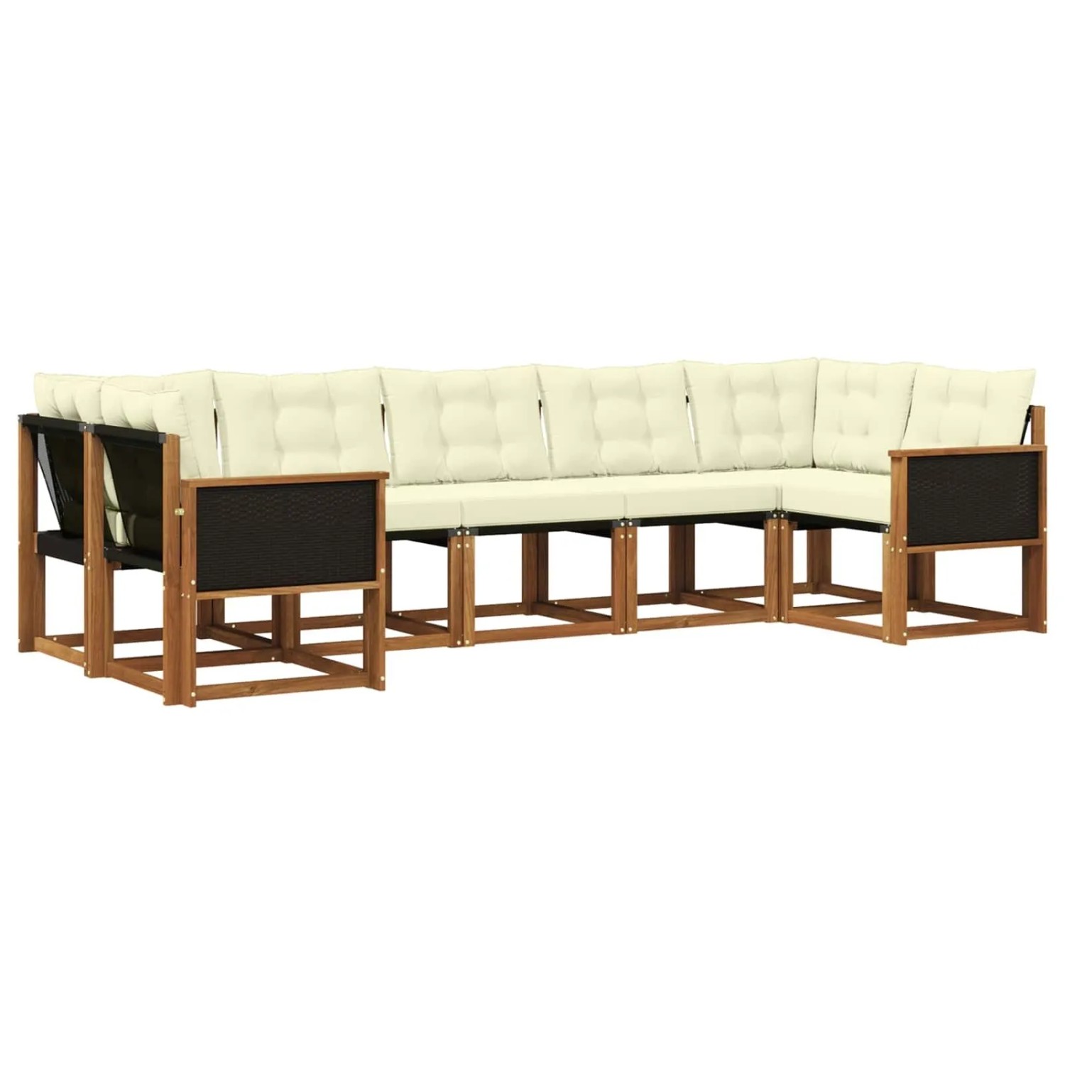 vidaXL Outdoor-Sofagarnitur mit Kissen 7 Stk Natur und Creme 3382182
