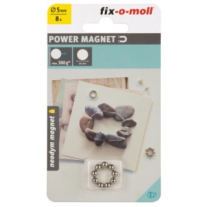 Fix-o-moll Magnetkugeln, Neodym, Ø 5mm, silber, 8er-Pack für Pinnwände.
