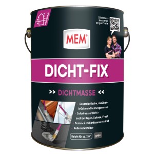 Grauer Eimer MEM Dicht-Fix 4l, Bauabdichtung für Undichtigkeiten und Leckstellen.