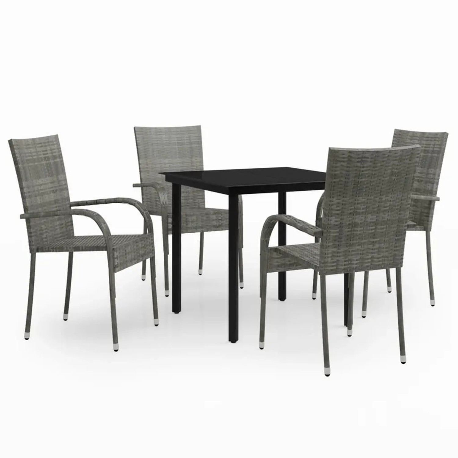 vidaXL 5-Tlg Garten-Essgruppe Grau und Schwarz 3099390