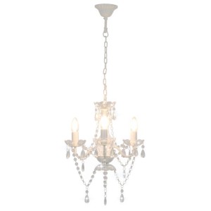 vidaXL Kronleuchter mit Perlen Weiß Rund 3xE14 281596
