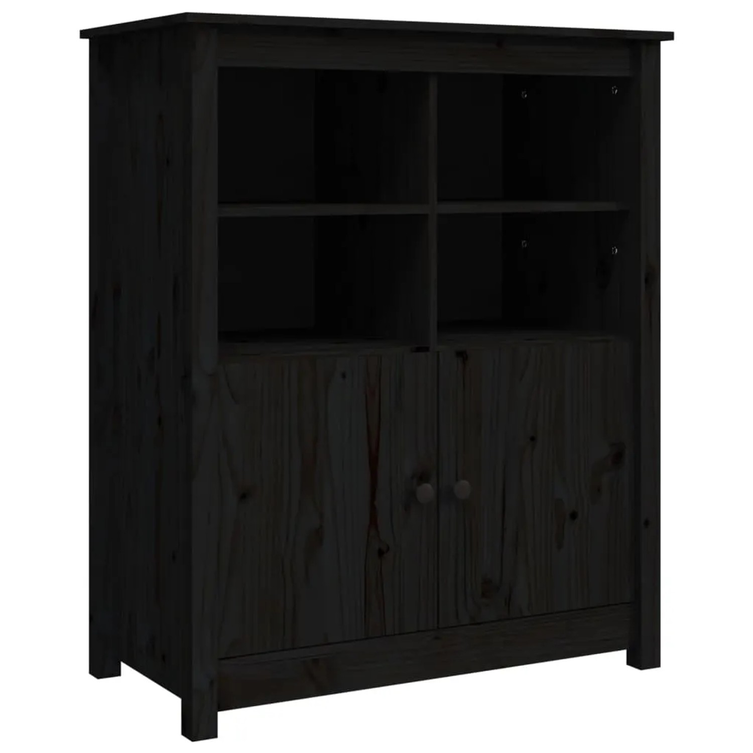 vidaXL Sideboard Schwarz 83x41,5x100 cm Massivholz Kiefer 821516