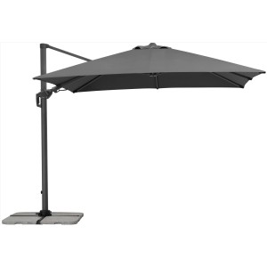 Anthrazitfarbener Schneider Ampelschirm 300x300 cm mit Dreh- und Neigungsfunktion.