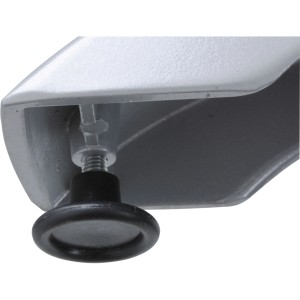 Detailaufnahme Tischgestell Morena Doppelwangen, Aluminiumguss, mit Nivellierfuß.