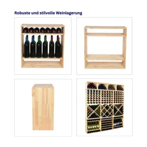 Modulares Weinregal Vincellar aus Kiefernholz, natur, für 32 Flaschen. Flexibel erweiterbar.