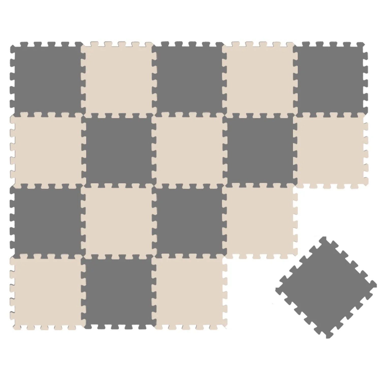 LittleTom Baby & Kinder Puzzlematte 30 x 30 cm 18 Stück Grau & Beige