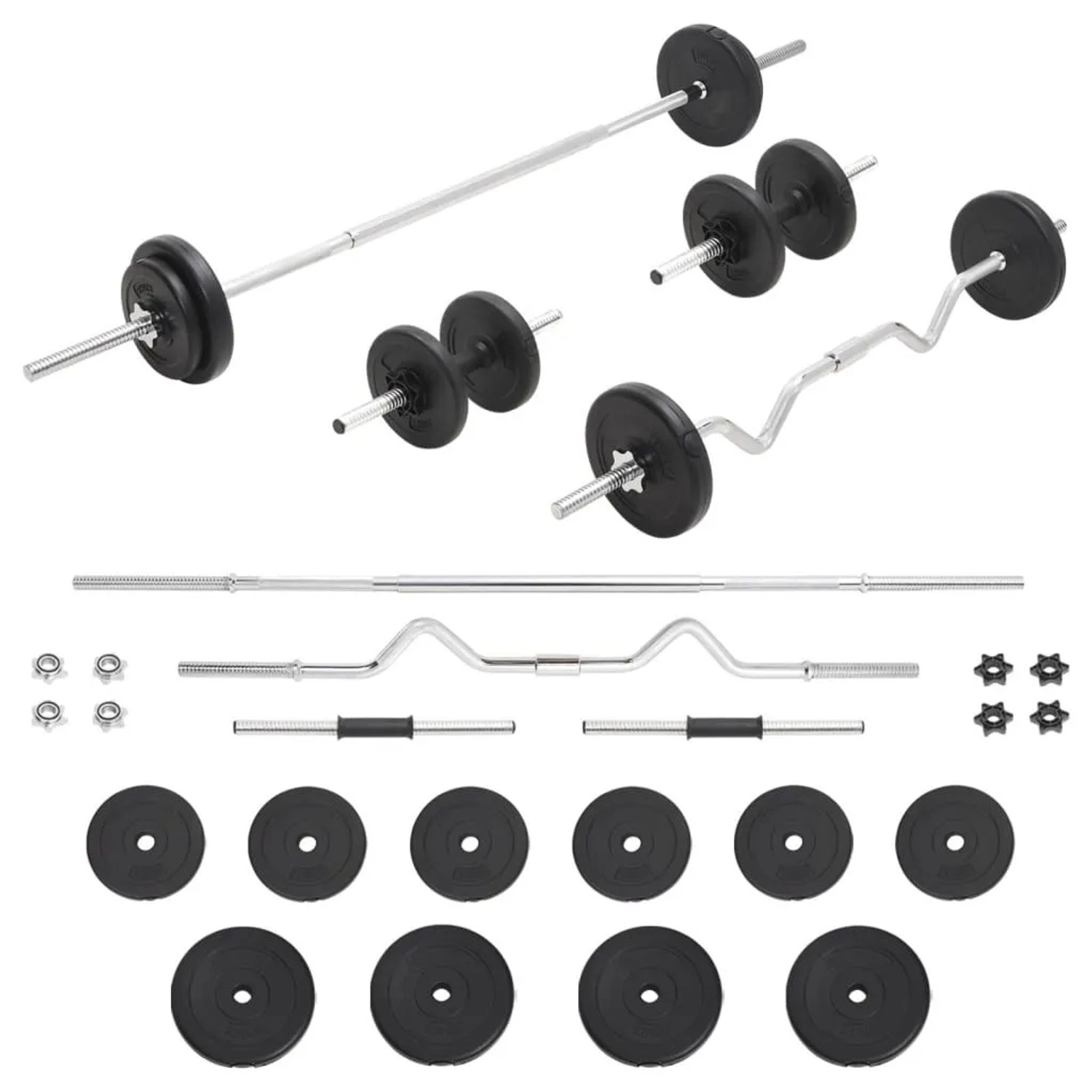 vidaXL Langhantel und Kurzhantel-Set 30 kg 93589