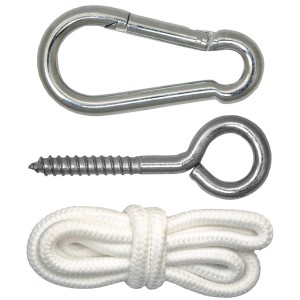 AMANKA Hängematten Befestigungsset mit Karabiner, Schraube und Seil bis 160 kg.
