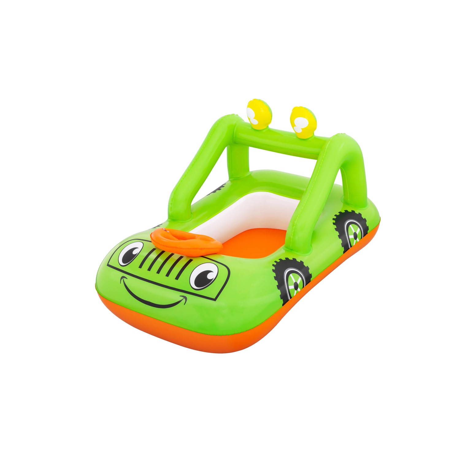 Grünes Bestway Kinder-Schlauchboot Lil' Navigator im Auto-Design für Kinder ab 3 Jahren.