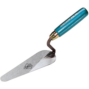 Jung Henkelmann Katzenzunge 160 mm, Maurerkelle mit blauem Griff für Putz- und Ausbesserungsarbeiten.