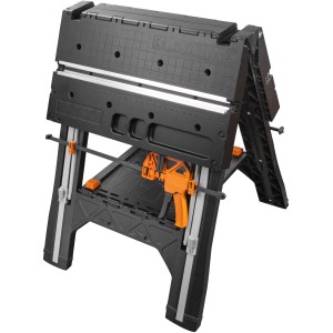Worx Pegasus WX051 Multifunktions-Arbeitstisch, klappbar, mit Schnellklemmen und Haltern.