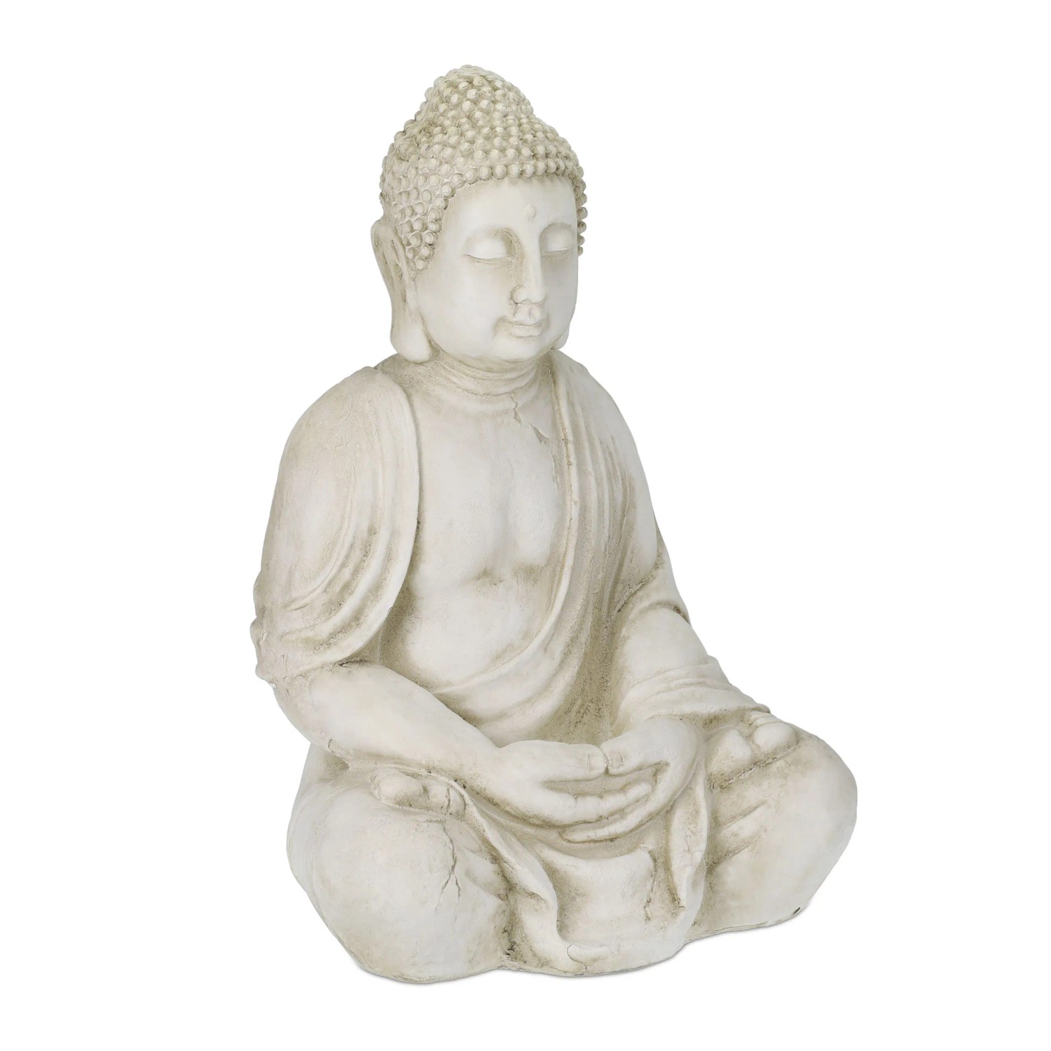 Relaxdays Buddha Figur Polyresin Creme Wetterfest 70 cm x 45 cm x 35 cm 7,5 kg