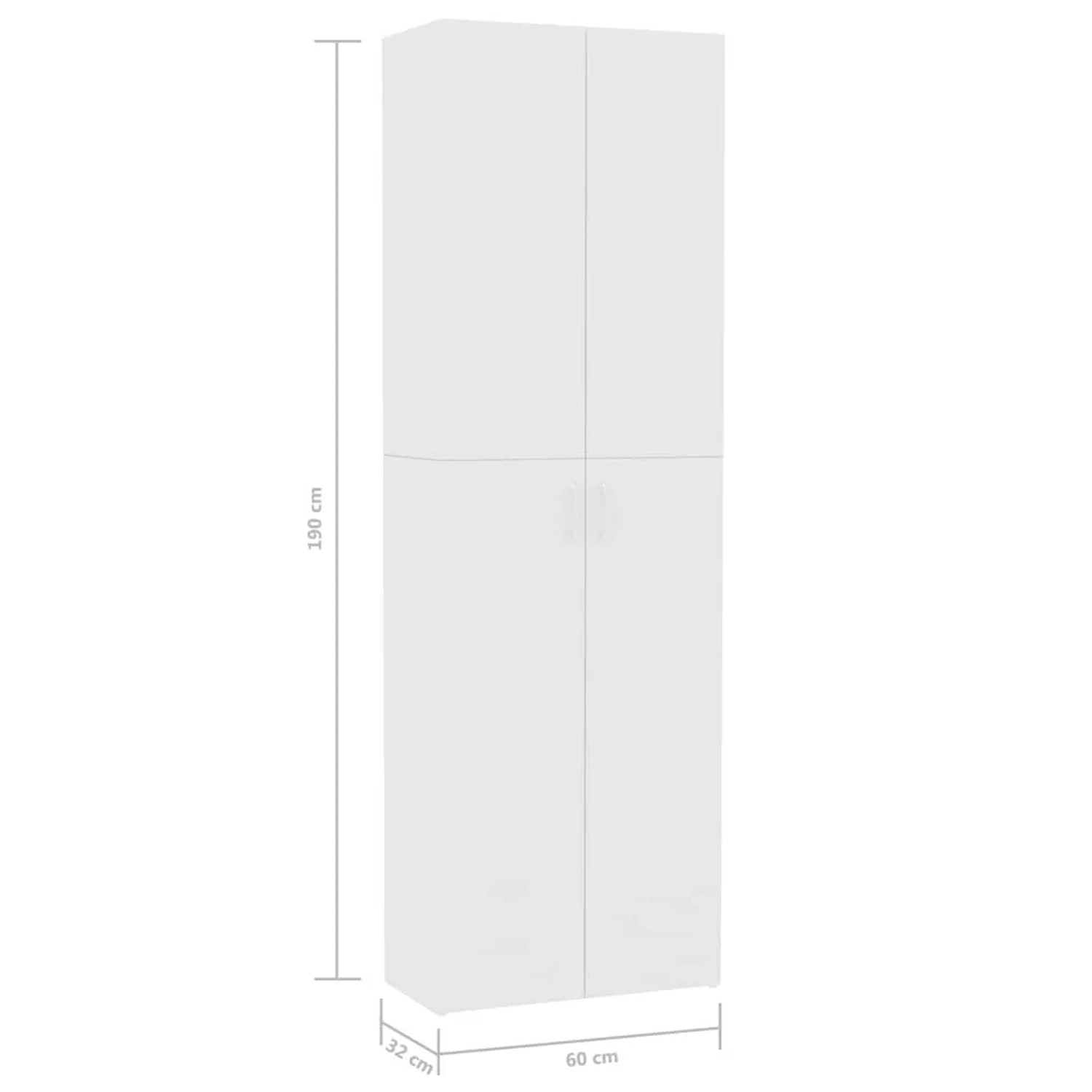 Weißer vidaXL TV-Schrank/Büroschrank (60x32x190 cm) aus Holzwerkstoff mit 2 Türen und 5 Fächern.