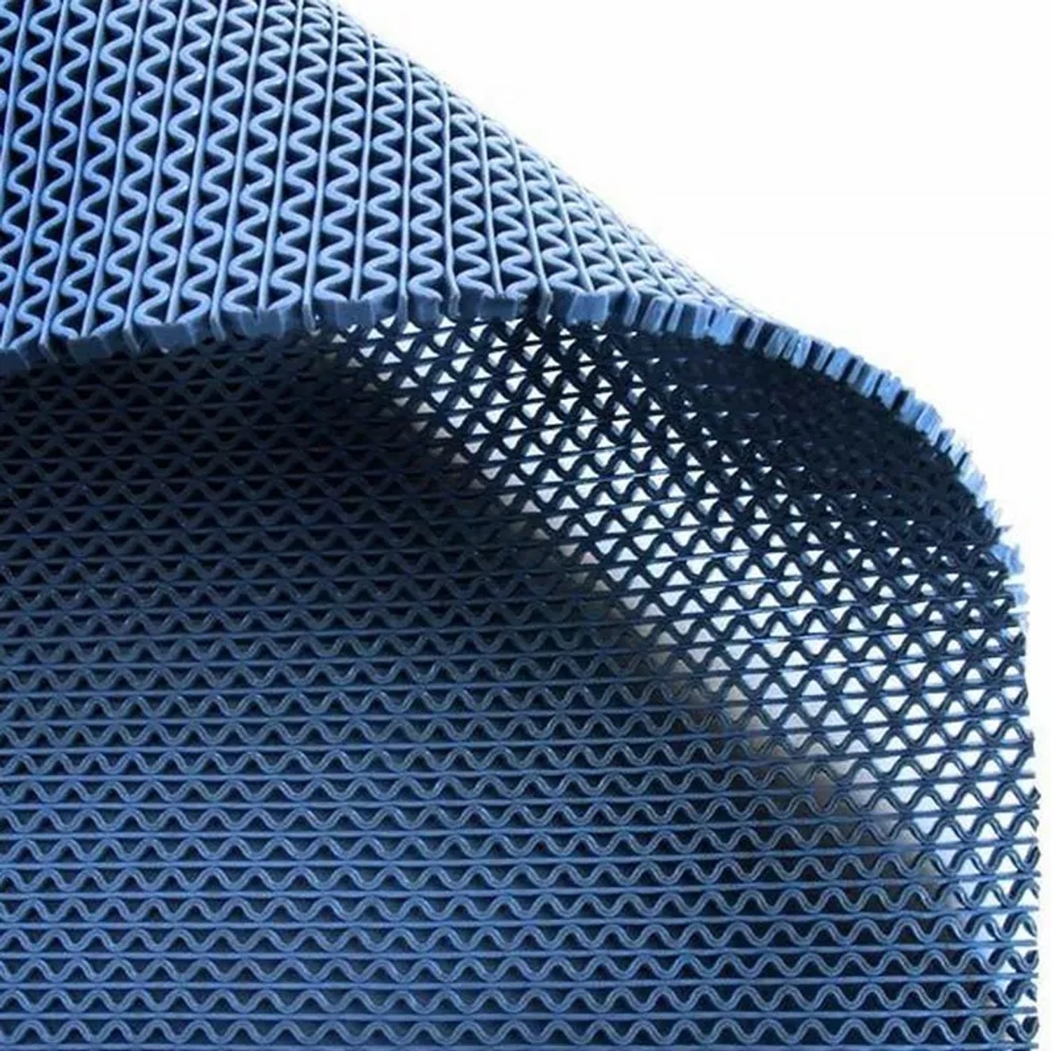 Hellblaue KARAT Hygienematte für Barfußzonen, UV-beständig, 120x350 cm, mit Wellenstruktur.