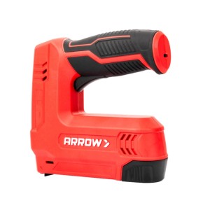 Akkutacker E21 von Arrow für Feindrahtklammern und Nägel, rot/schwarz.