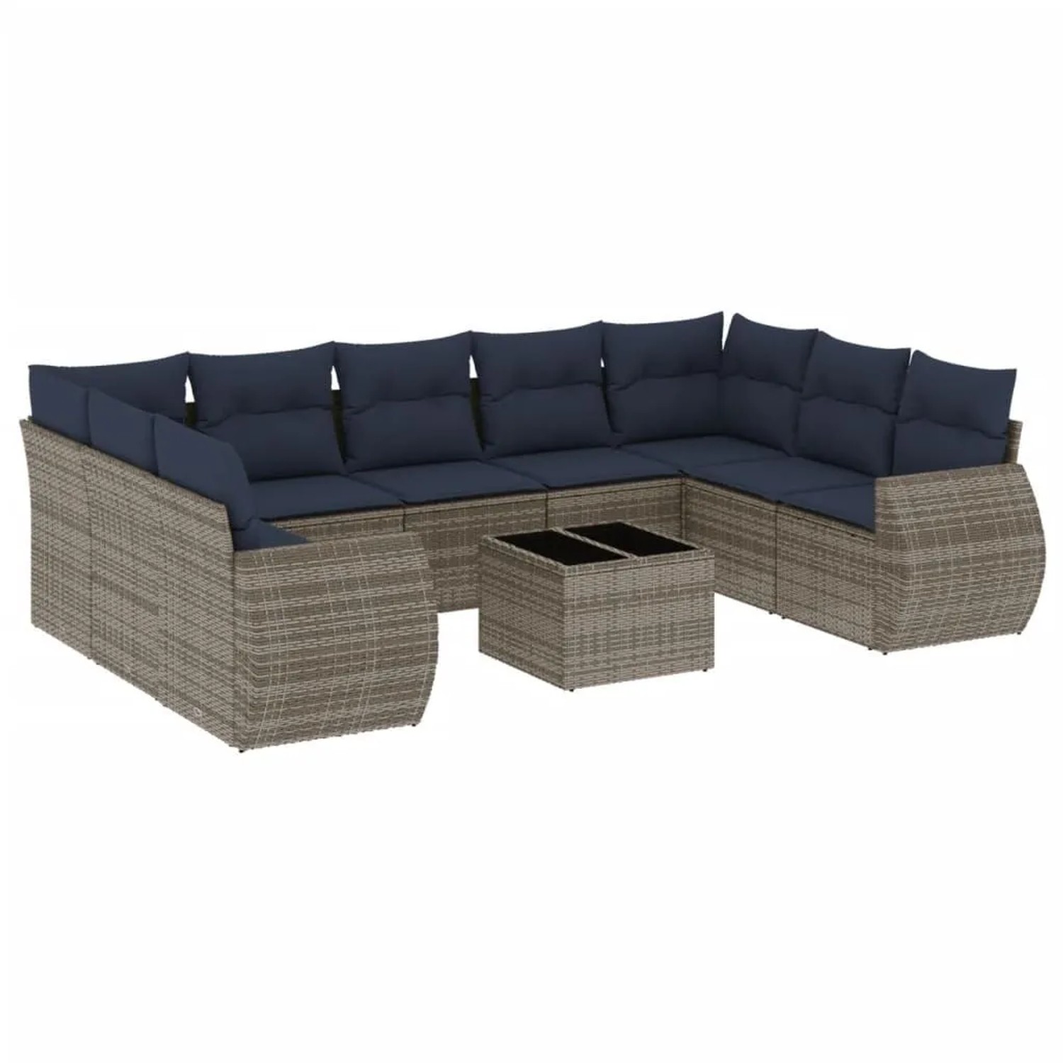 vidaXL 10-Tlg Gartensofa-Set mit Kissen Grau Polyrattan 3221810 günstig online kaufen