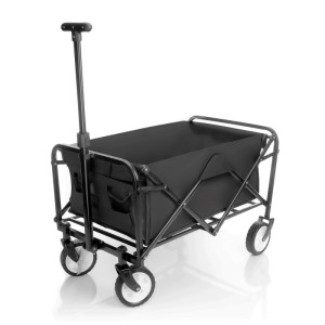 BigDean Bollerwagen Faltbar bis 80kg Schwarz Kompakter Transportwagen Klappbar Handwagen für Camping Einkäufe Garten Festival Ausflüge