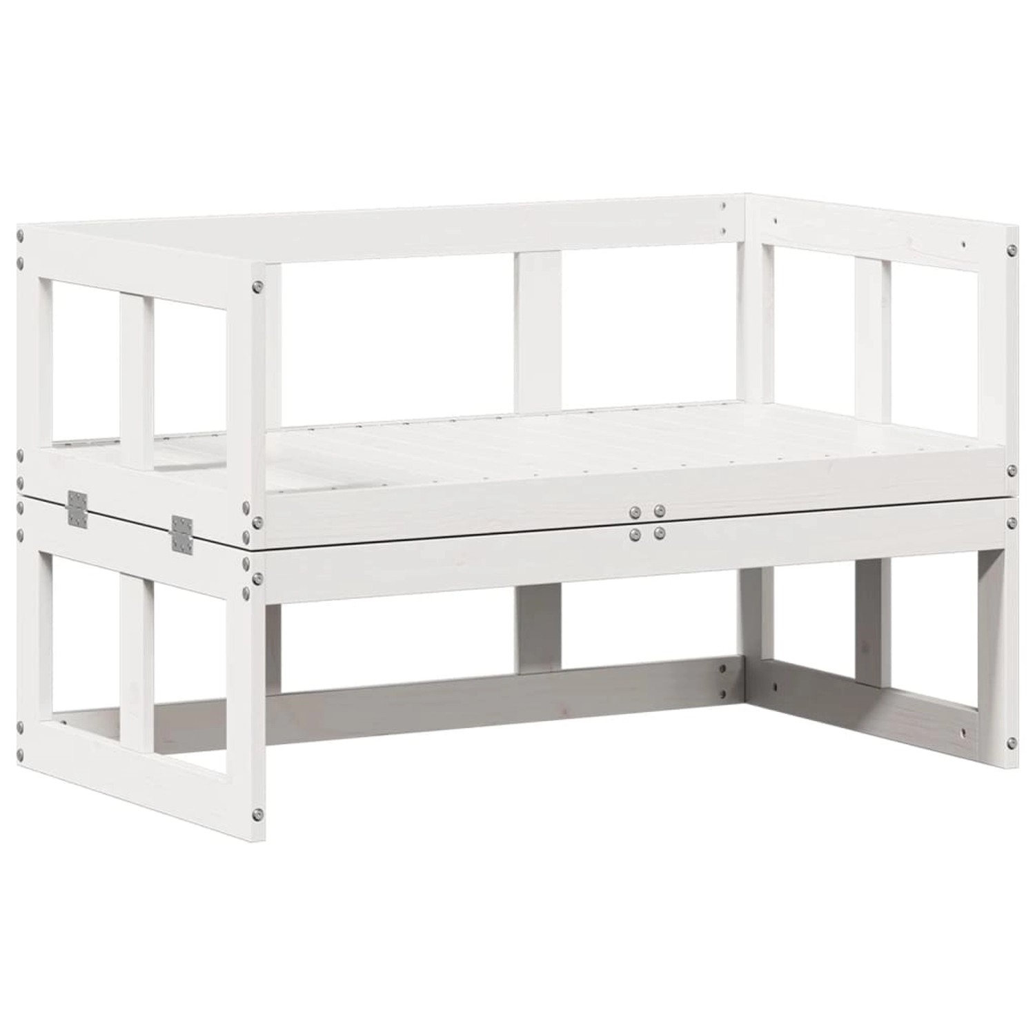 vidaXL 2-in-1 Gartensofa Verlängerbar Weiß Massivholz Kiefer 832611