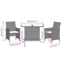 Beiges 3-tlg. vidaXL Bistro-Set aus Polyrattan mit Tisch, 2 Stühlen und Kissen. Gartenmöbel für Balkon und Terrasse.