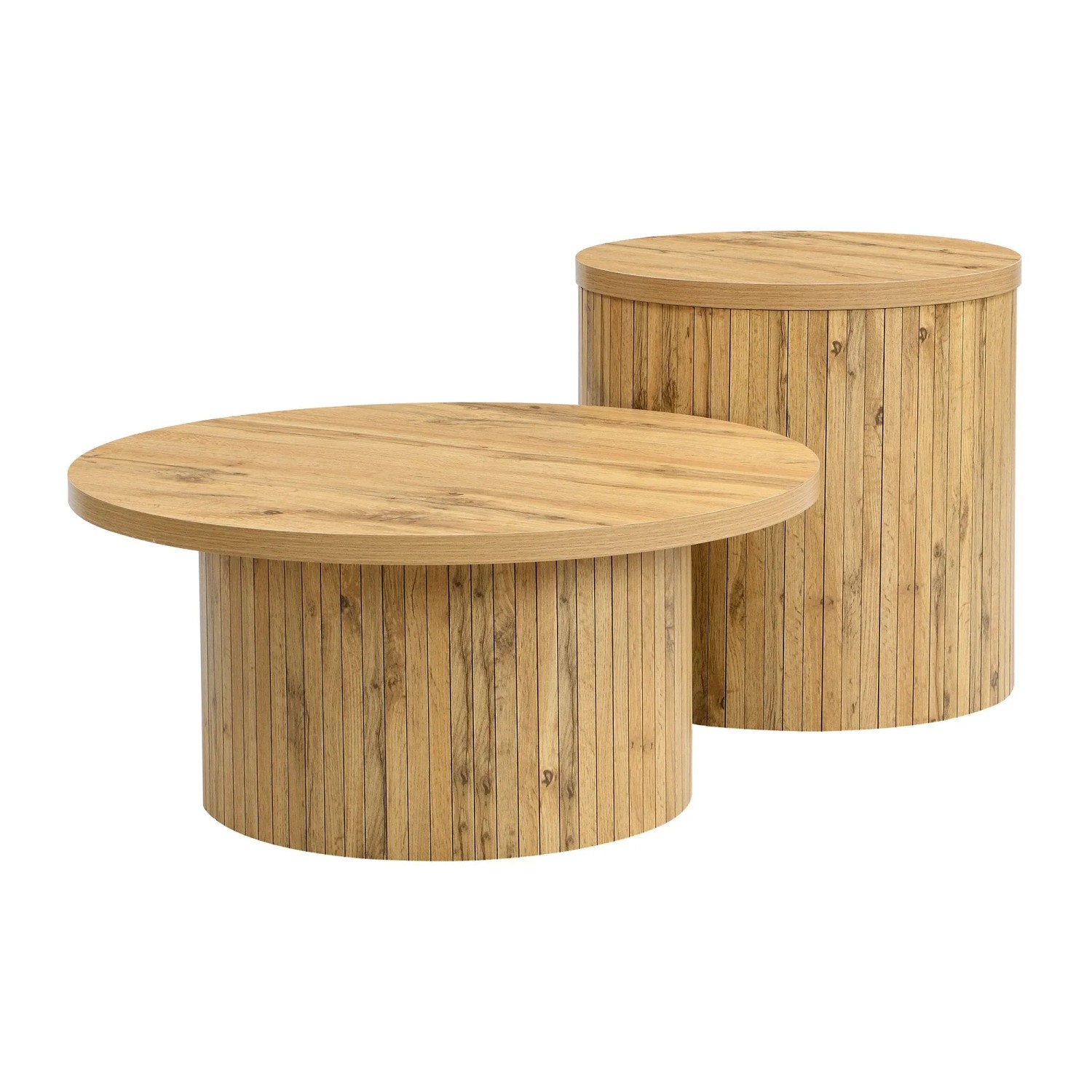 okwish Couchtisch Beistelltisch mit Naturholzlatten Multifunktionaler Wohnzimmertisch Natur