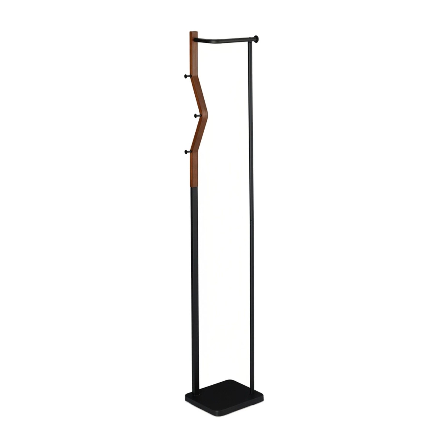Relaxdays Garderobenständer Stahl Holz Schwarz Braun Freistehend 173 cm x 30 cm x 25 cm