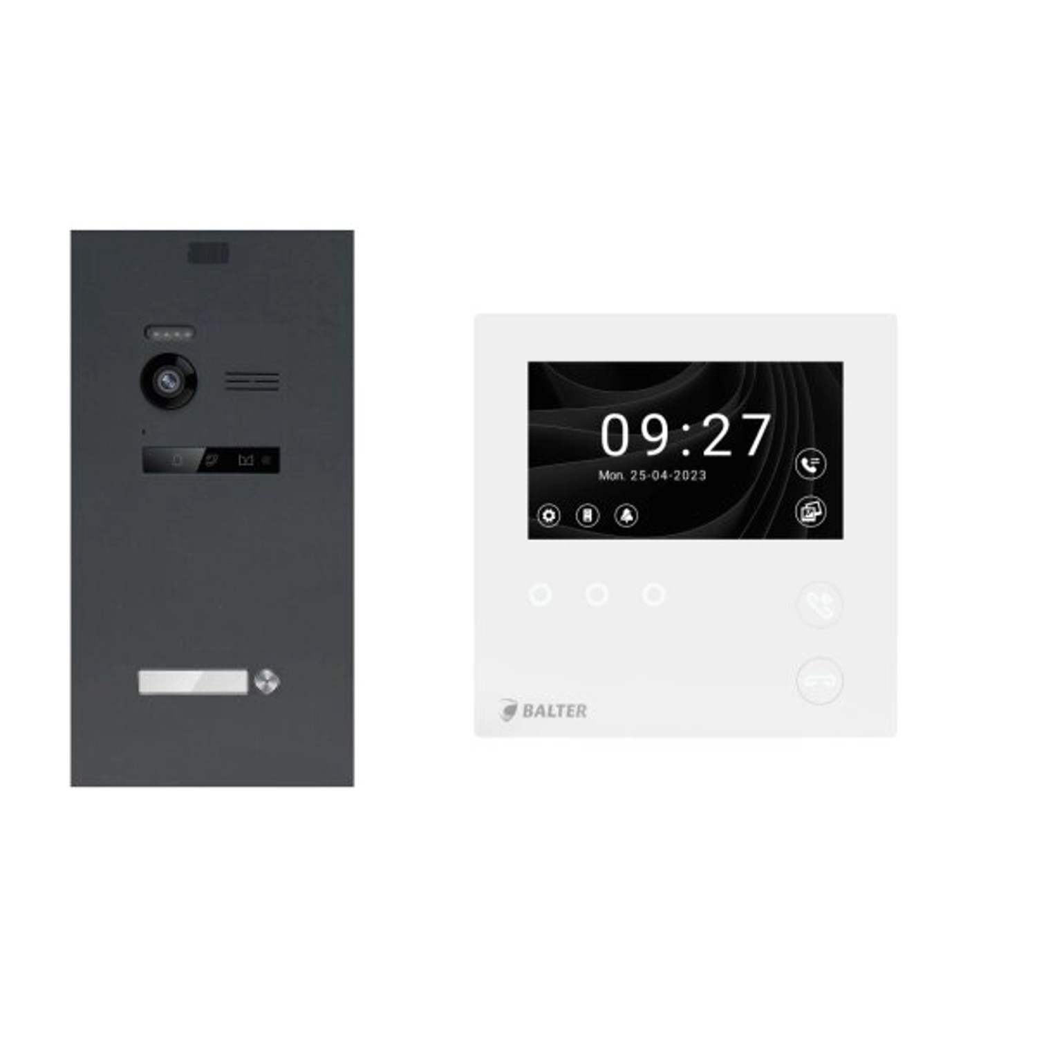 Balter Evo-HD-Mini Video Türsprechanlage Komplettsystem für 1-Familienhaus mit 1x 4,3 Zoll WiFi Monitor Anthrazitgrau