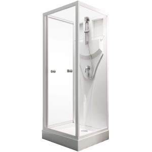 Schulte Komplettduschkabine Juist, 80x80 cm, mit Schiebetür und Handbrause in Weiß.