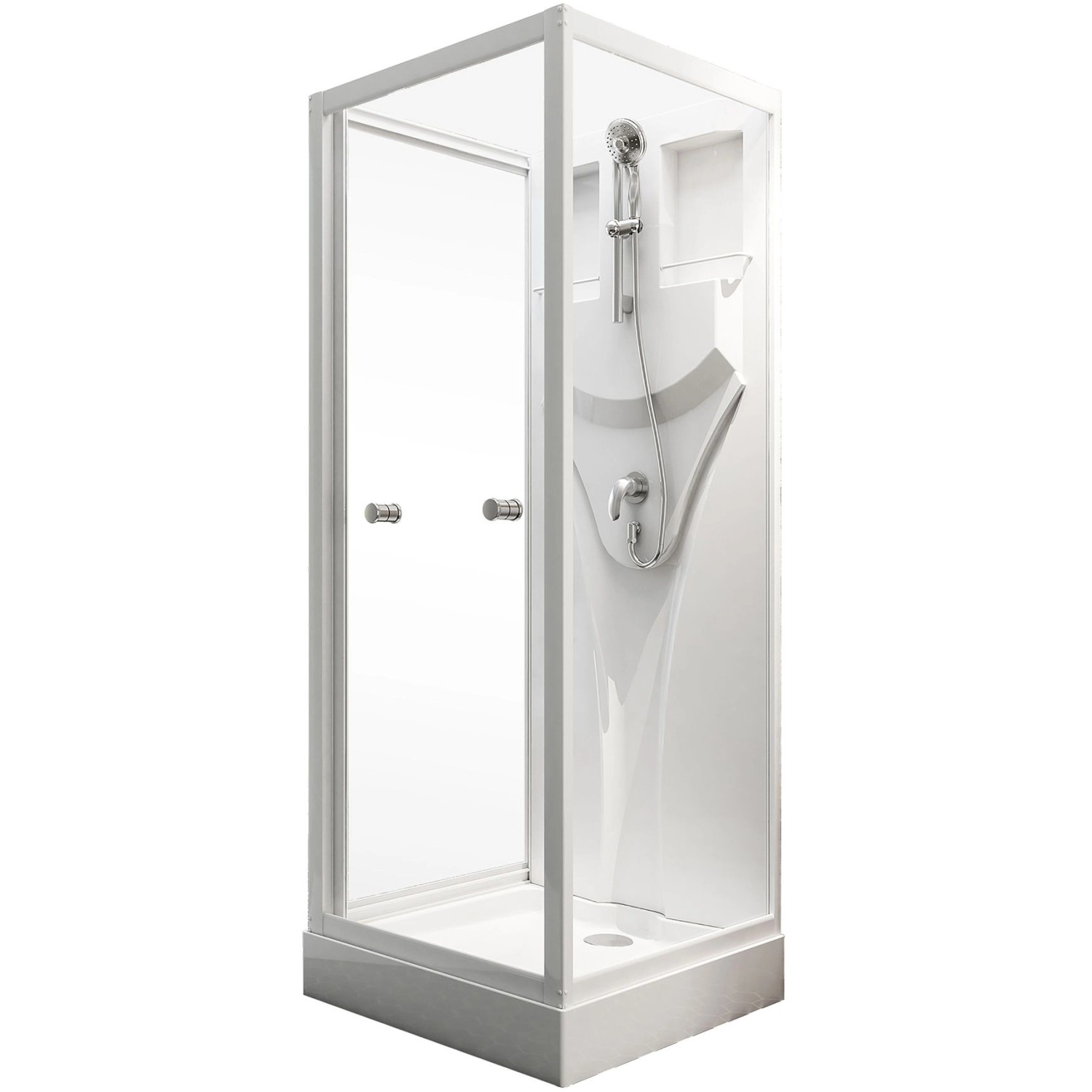 Schulte Komplettduschkabine Juist, 80x80 cm, mit Schiebetür und Handbrause in Weiß.
