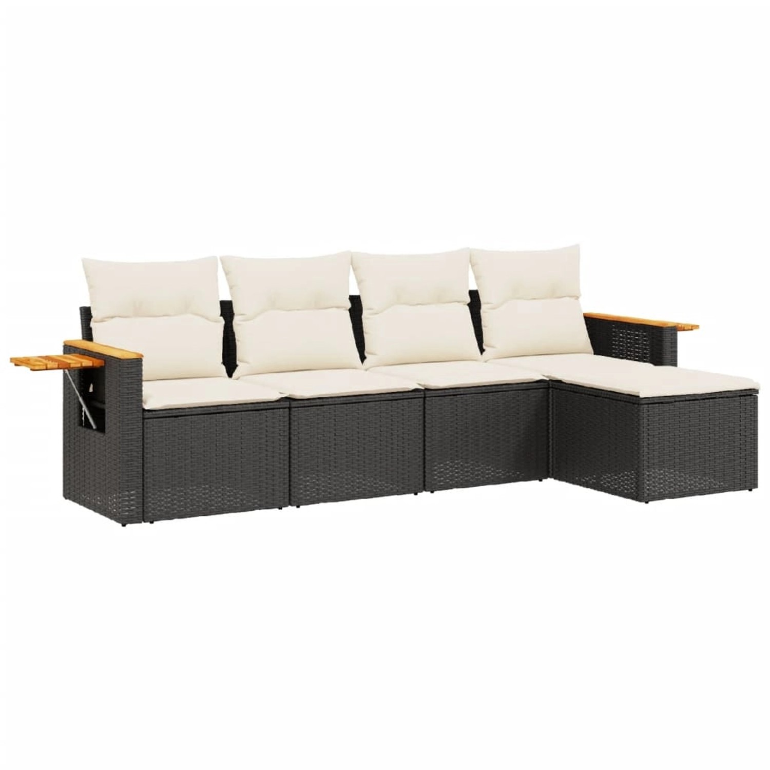 vidaXL 5-Tlg Garten-Sofagarnitur mit Kissen Schwarz Poly Rattan 3226756 günstig online kaufen