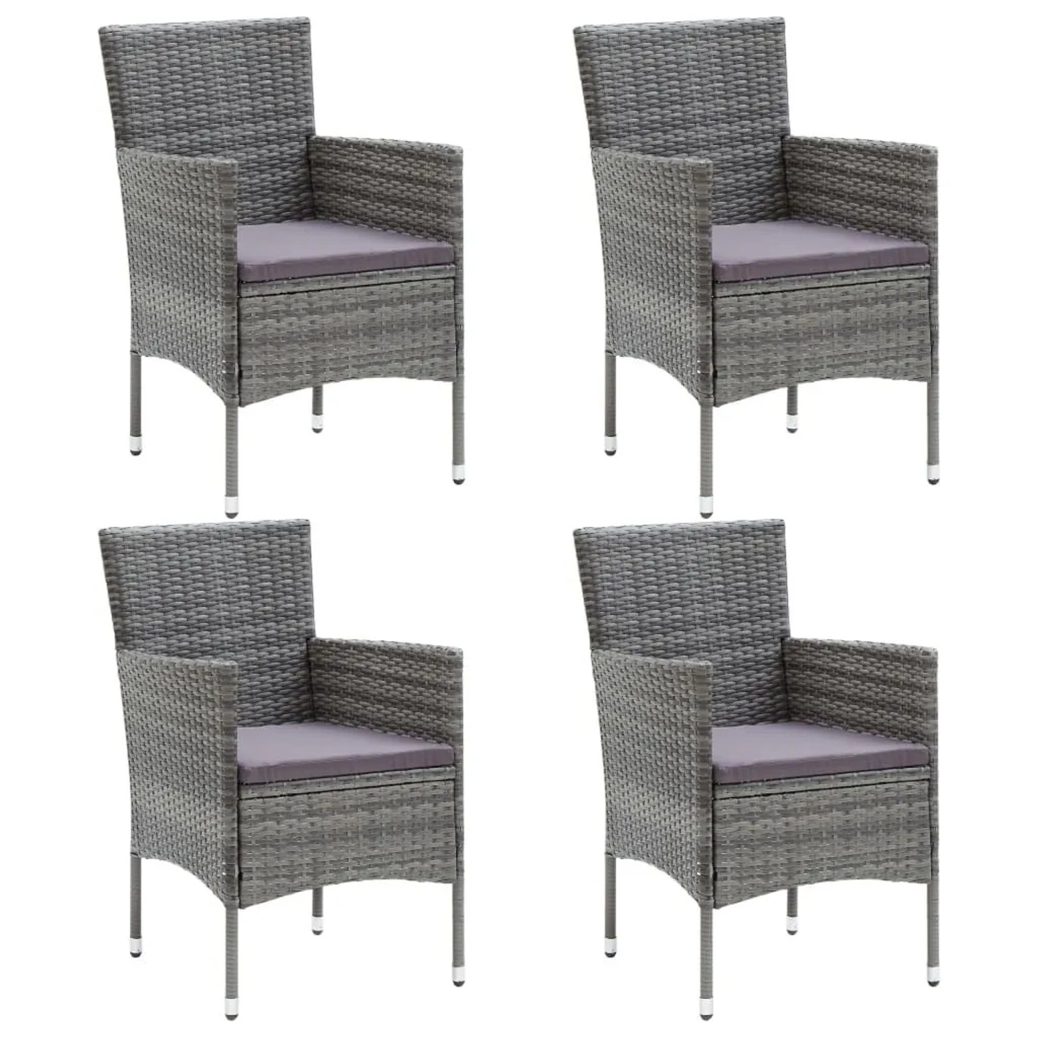 vidaXL Garten-Essstühle 4 Stk Poly Rattan Grau 310563